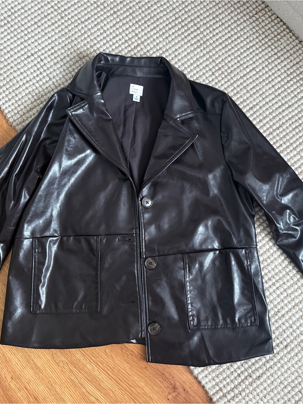 TARGET Classic Dark Brown Leather Jacket -button up with pockets